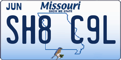 MO license plate SH8C9L