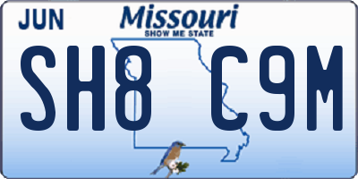 MO license plate SH8C9M