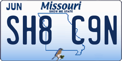 MO license plate SH8C9N