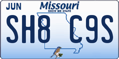 MO license plate SH8C9S