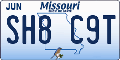 MO license plate SH8C9T