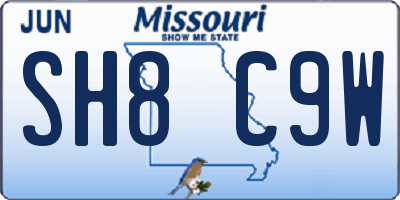 MO license plate SH8C9W