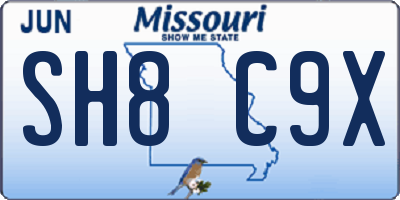 MO license plate SH8C9X