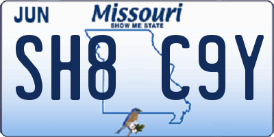 MO license plate SH8C9Y