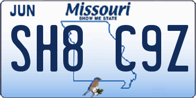 MO license plate SH8C9Z