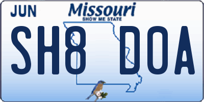 MO license plate SH8D0A