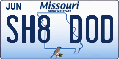 MO license plate SH8D0D
