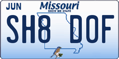 MO license plate SH8D0F