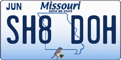 MO license plate SH8D0H
