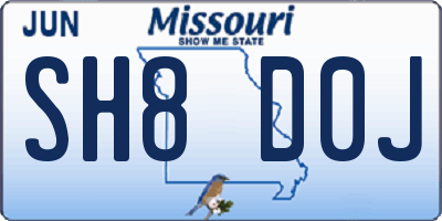 MO license plate SH8D0J