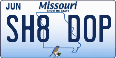 MO license plate SH8D0P