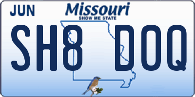 MO license plate SH8D0Q