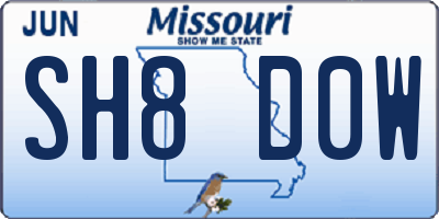 MO license plate SH8D0W