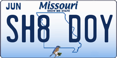 MO license plate SH8D0Y