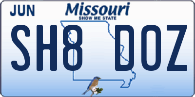 MO license plate SH8D0Z