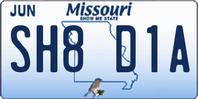 MO license plate SH8D1A