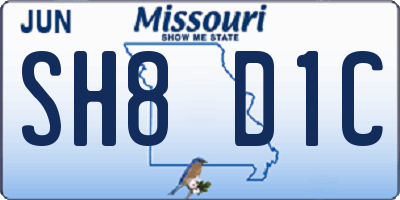 MO license plate SH8D1C
