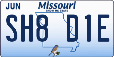 MO license plate SH8D1E
