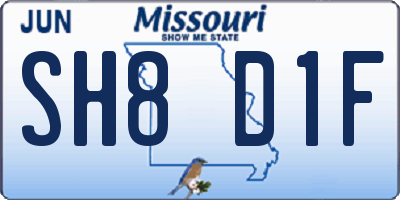 MO license plate SH8D1F