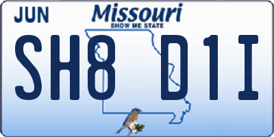 MO license plate SH8D1I