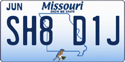 MO license plate SH8D1J