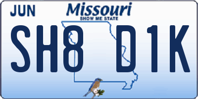 MO license plate SH8D1K