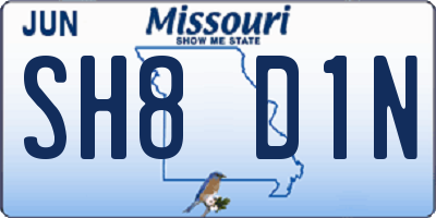 MO license plate SH8D1N