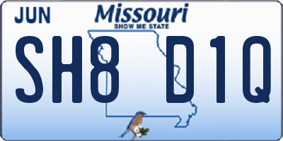 MO license plate SH8D1Q