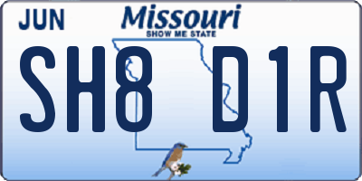 MO license plate SH8D1R