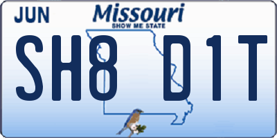 MO license plate SH8D1T
