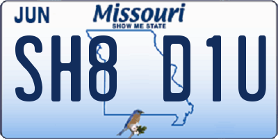 MO license plate SH8D1U