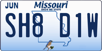 MO license plate SH8D1W
