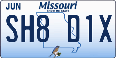 MO license plate SH8D1X
