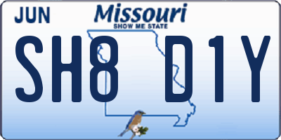 MO license plate SH8D1Y