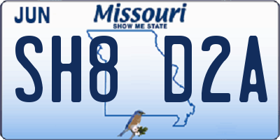 MO license plate SH8D2A