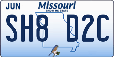 MO license plate SH8D2C