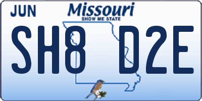 MO license plate SH8D2E