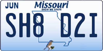 MO license plate SH8D2I