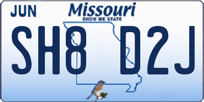 MO license plate SH8D2J