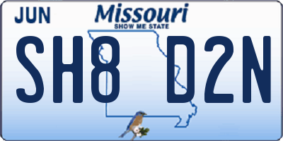 MO license plate SH8D2N