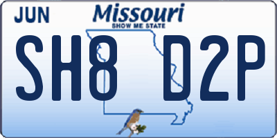 MO license plate SH8D2P