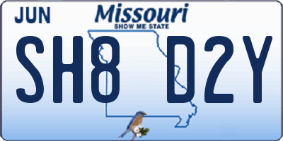 MO license plate SH8D2Y