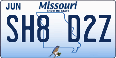 MO license plate SH8D2Z
