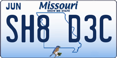 MO license plate SH8D3C