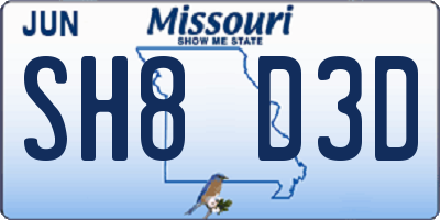 MO license plate SH8D3D