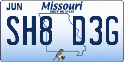 MO license plate SH8D3G