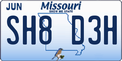 MO license plate SH8D3H