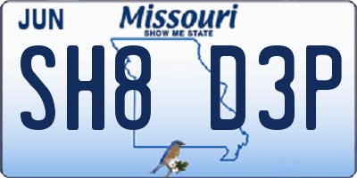 MO license plate SH8D3P