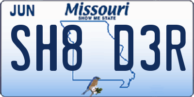 MO license plate SH8D3R