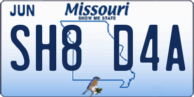 MO license plate SH8D4A